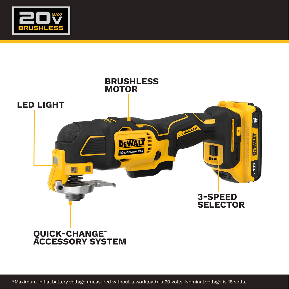 DEWALT 20V MAX* XR® Brushless Cordless 3-Speed Oscillating Multi-Tool Kit