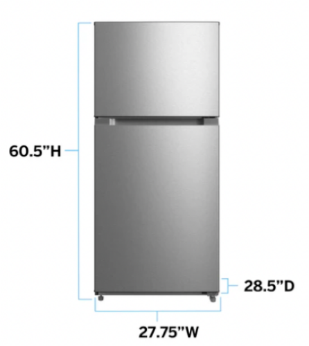 silver frost free top freezer refrigerator with compact design for refrigerators and kitchen appliances
