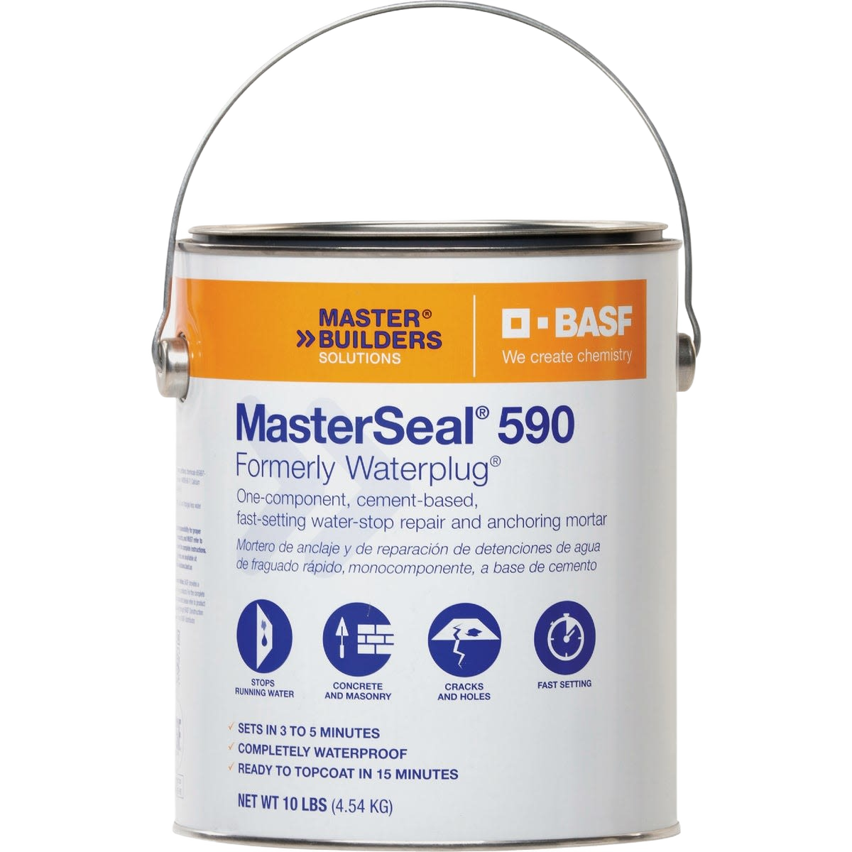 10-pound container of fast-setting hydraulic cement for water-stop repairs in patching and home improvement tools collections