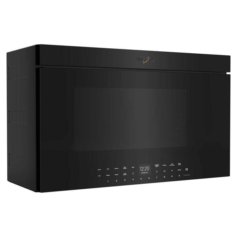 Black over-the-range microwave with touch controls and flush built-in design from kitchen appliances collection