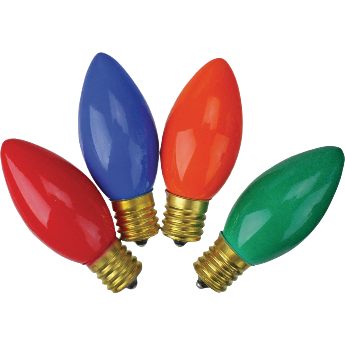 Set of four colored replacement bulbs in red, blue, orange, and green for Christmas light fixtures under $50