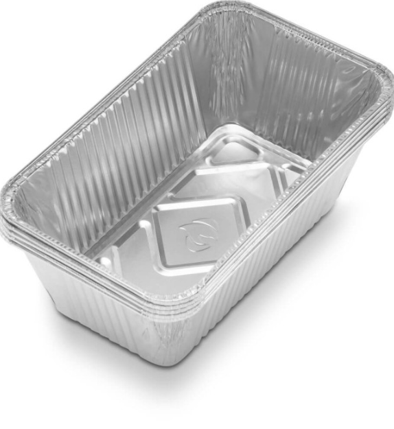 Stack of five disposable aluminum grease tray liners designed for Napoleon griddle carts, protecting trays during outdoor grilling and cooking.