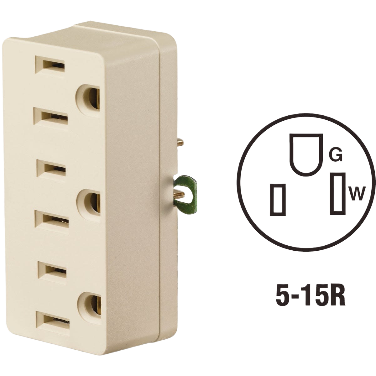 Ivory 3-outlet grounding adapter for expanding power sources in electrical and wire collections under $50