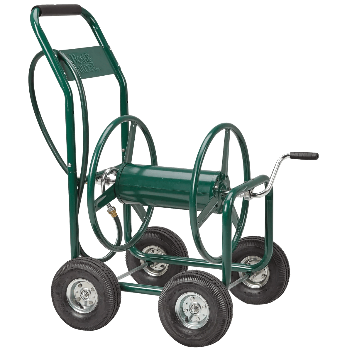 Best Garden 300' x 5/8" Green Metal 4-Wheel Portable Hose Reel
