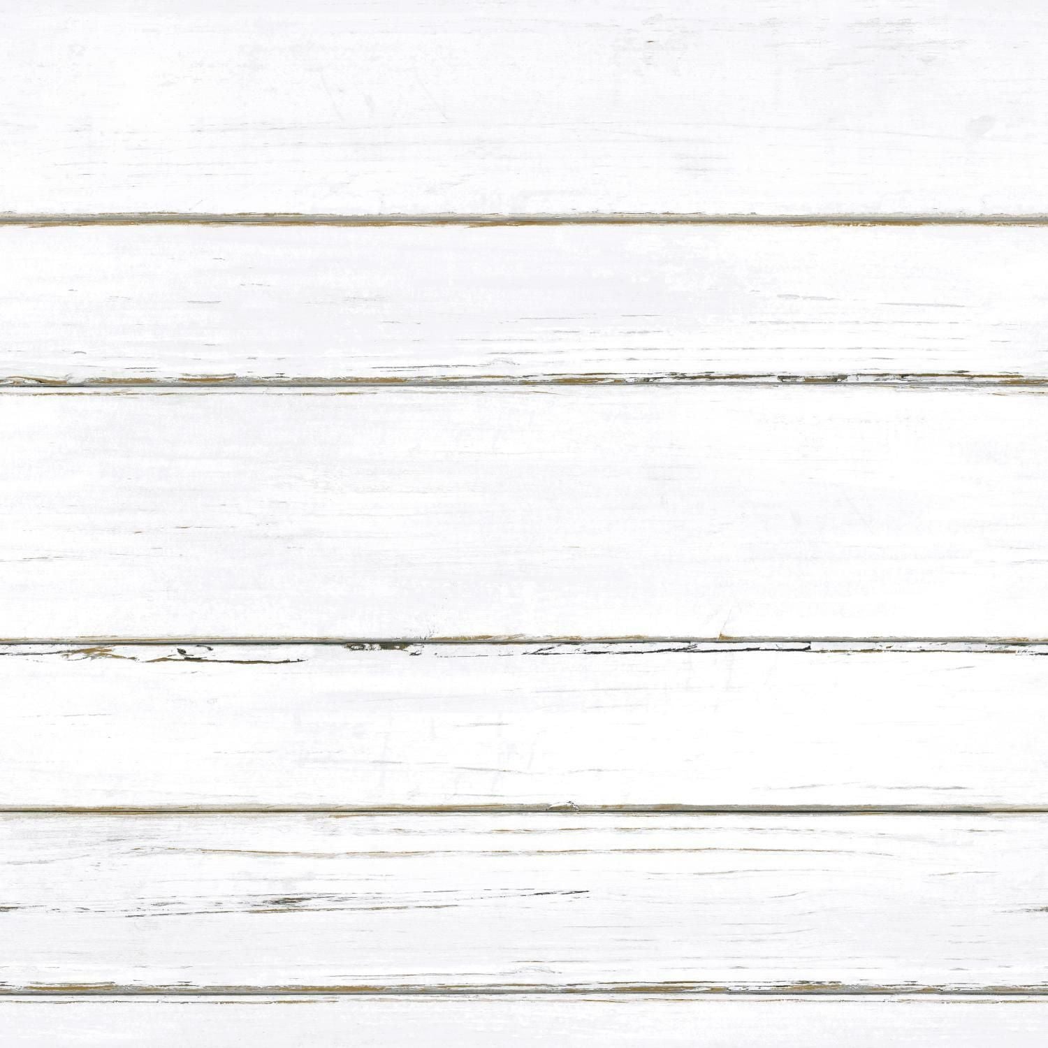 White lined shiplap peel and stick wallpaper with rustic wood texture from home decor and wallpaper collection