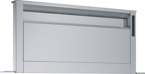 sleek stainless steel downdraft ventilation unit with digital controls for kitchen and range hood appliances collection