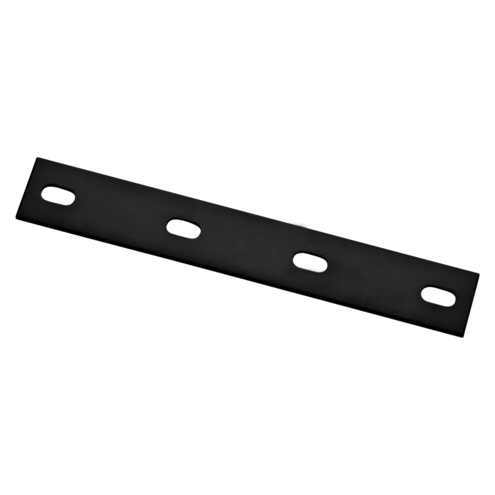 Black heavy-duty 10-inch mending plate with elongated holes for reinforcement in building hardware collections
