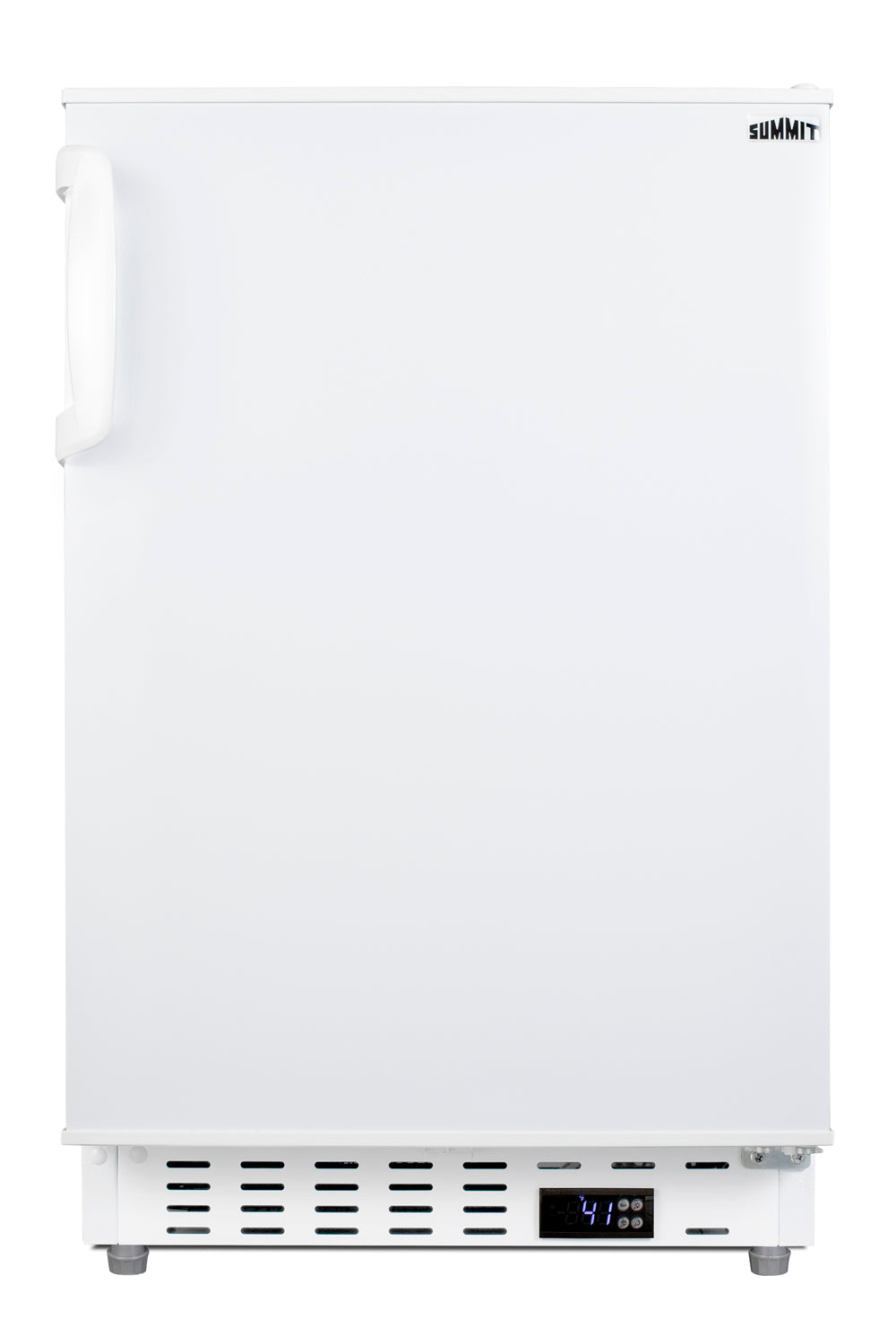 Compact white built-in undercounter refrigerator with digital temperature display in Refrigerators and Appliances collections