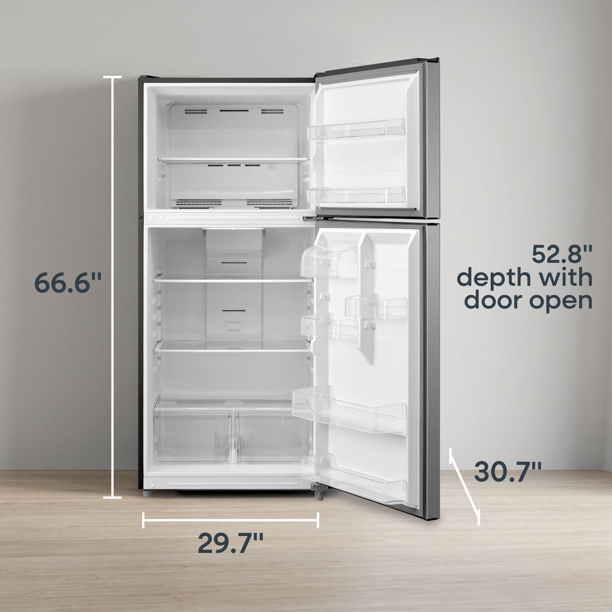 Element Electronics 18.1 cu. ft. Top Freezer Refrigerator - Stainless Steel, ENERGY STAR (ERT18CSES)