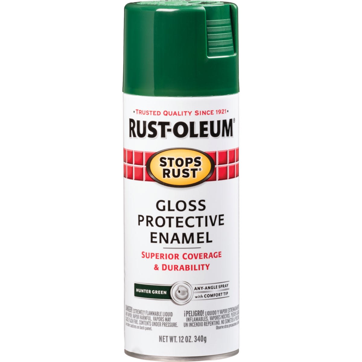 Glossy hunter green enamel spray paint can featuring rust protection, part of Paint & Supplies and Home Improvement collections