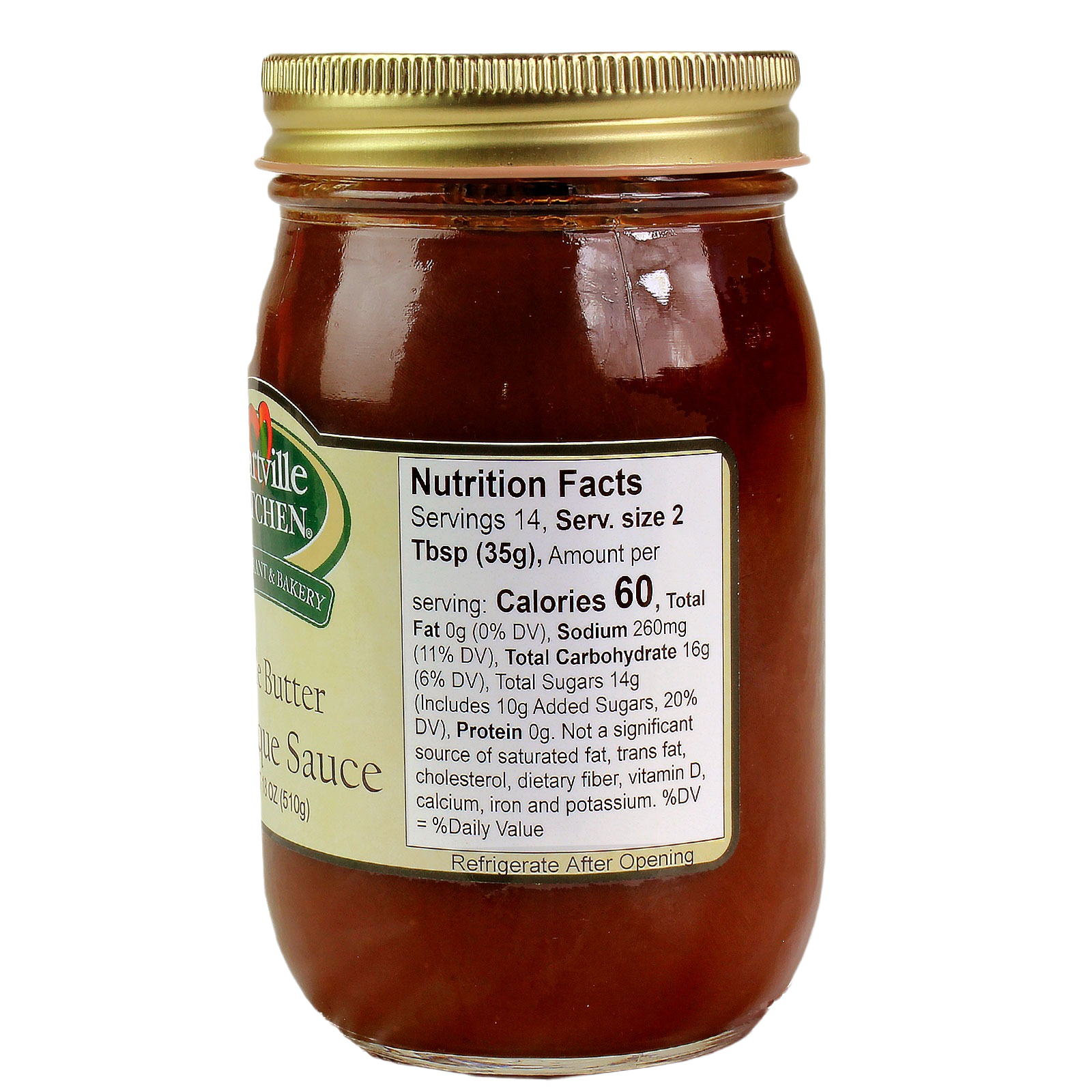 Glass jar of apple butter barbecue sauce with gold metal lid in sauces and food beverage under $25 collection