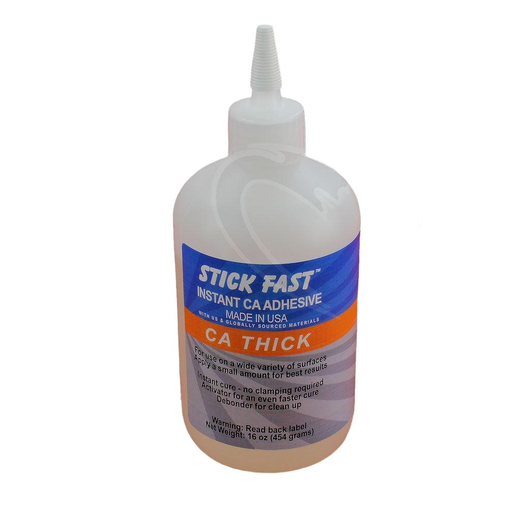 Bottle of thick CA adhesive glue with precision nozzle for home improvement and paint supply projects