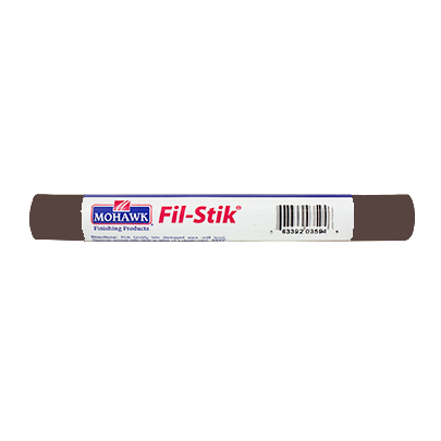 Semi-hard sorrel-colored putty stick for filling scratches and nicks in home improvement and repair projects
