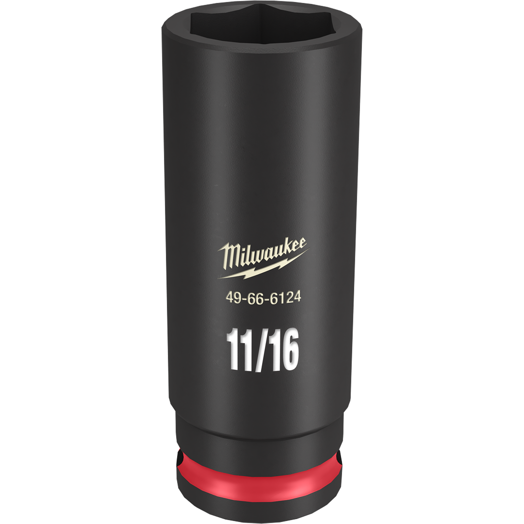 Deep 11/16 inch impact socket with 3/8 inch drive, durable for hand tools, woodworking, and home improvement tasks