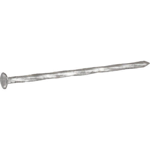 Galvanized spiral shank nail with flat head for outdoor construction, decking, and framing projects in hardware category