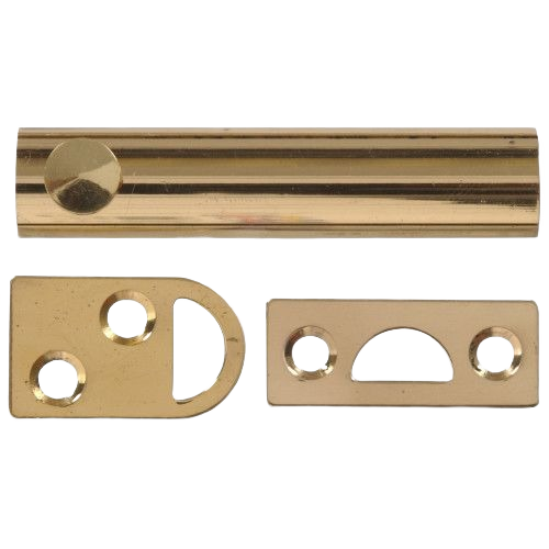 Polished brass door surface bolt with mounting plates for security in door accessories and hardware under $50 category