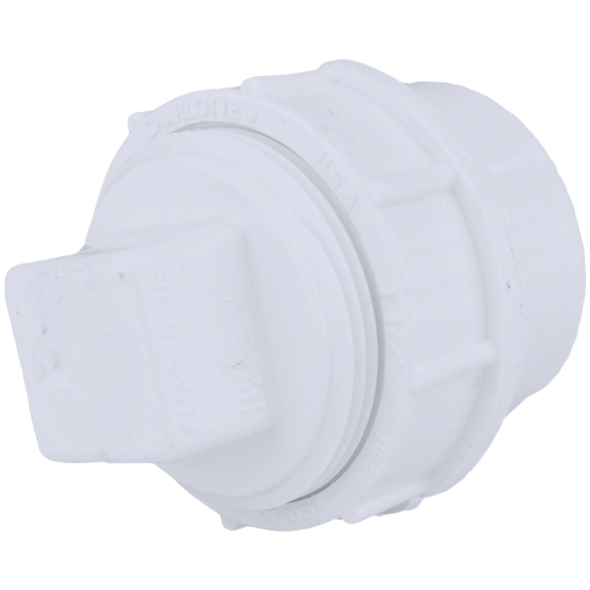 White PVC cleanout plug with threaded cap for plumbing maintenance in pipes and fittings collection under $50