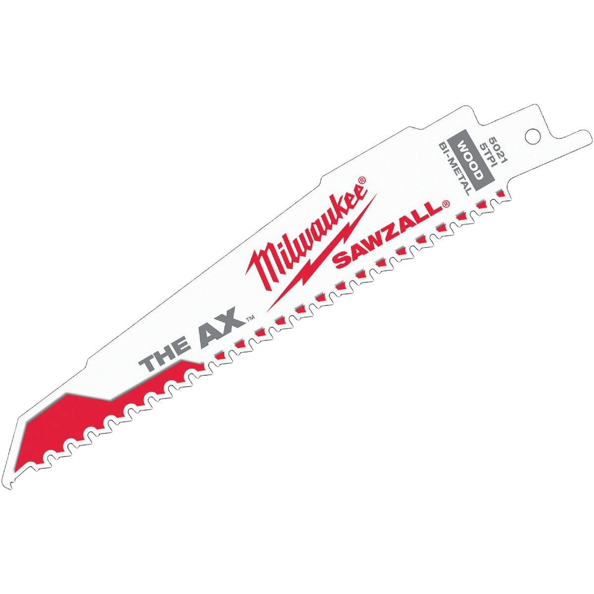 Single Milwaukee SAWZALL AX 6-inch 5-TPI bi-metal blade for wood and metal in power tool accessories collection