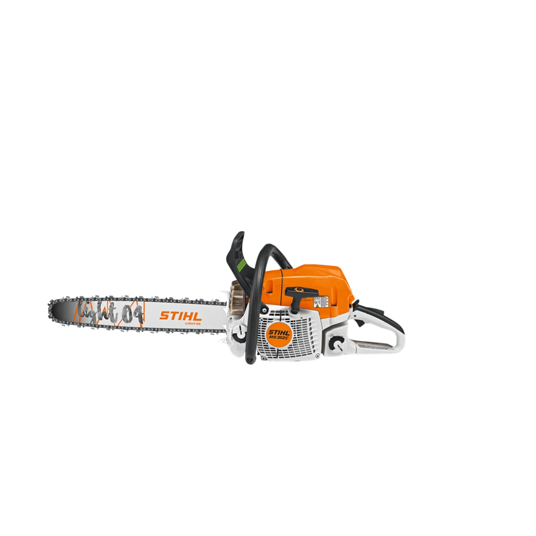 Orange and white gas-powered chainsaw with 20-inch cutting bar designed for professional home improvement tool use tasks