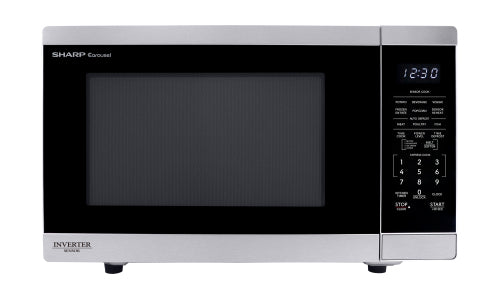 Stainless steel countertop microwave with digital control panel and timer from kitchen appliances collection