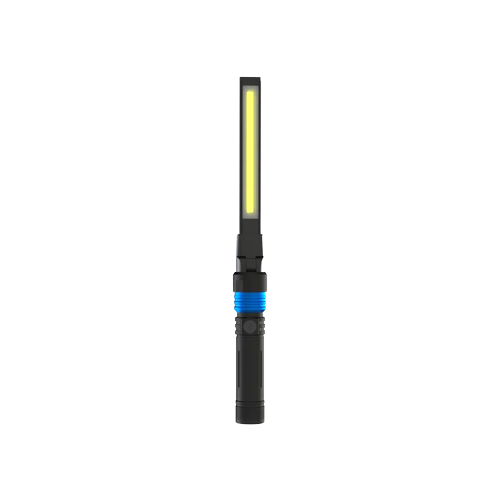 Slim handheld LED work light with quick connect feature for versatile use in woodworking and hand tool collections