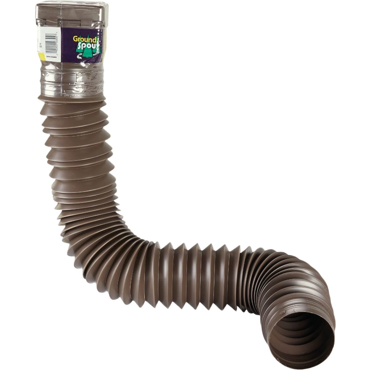 Brown flexible downspout extension adjustable from 22 to 48 inches for home improvement and water management tasks