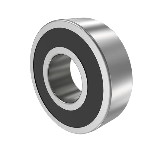 Single row cylindrical ball bearing with metal outer ring and black rubber seal for tools and home improvement tasks