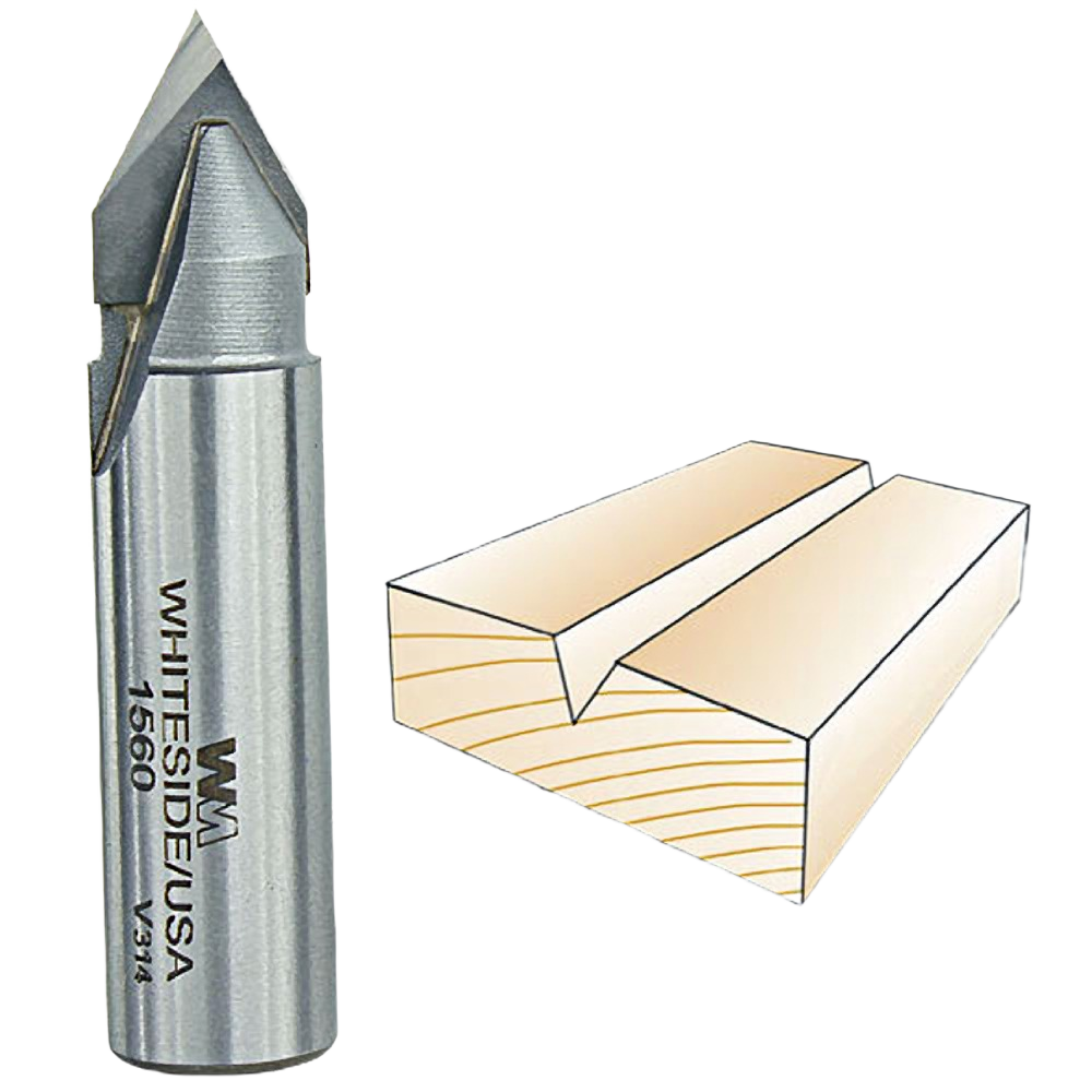 Whiteside 60-degree V-groove router bit for precise woodworking cuts in power tool accessories under $100 collections