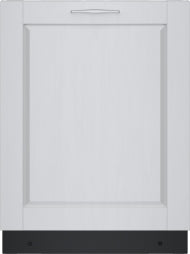 Built-in 24-inch Bosch dishwasher with white panel front and black toe kick from Dishwashers and Kitchen & Kitchenware collections