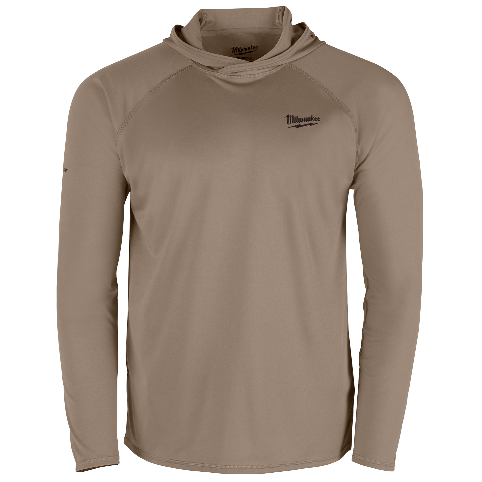 Lightweight sandstone-colored hooded sun shirt with long sleeves in Milwaukee Apparel and Clothing collections under $50