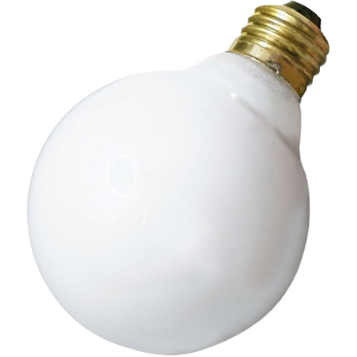 White incandescent light bulb with medium brass base for lighting and home improvement projects