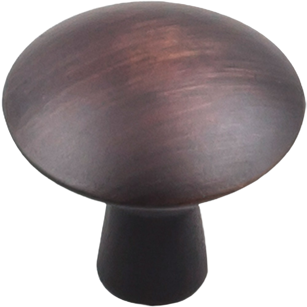 Brushed oil rubbed bronze cabinet knob with smooth rounded shape for furniture hardware and home improvement projects