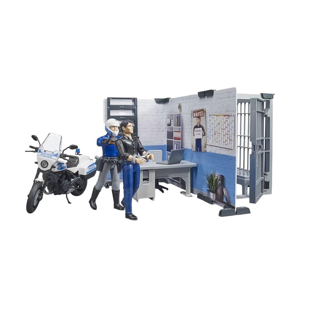 Bruder Toys bWorld Police Station with Police Motorcycle