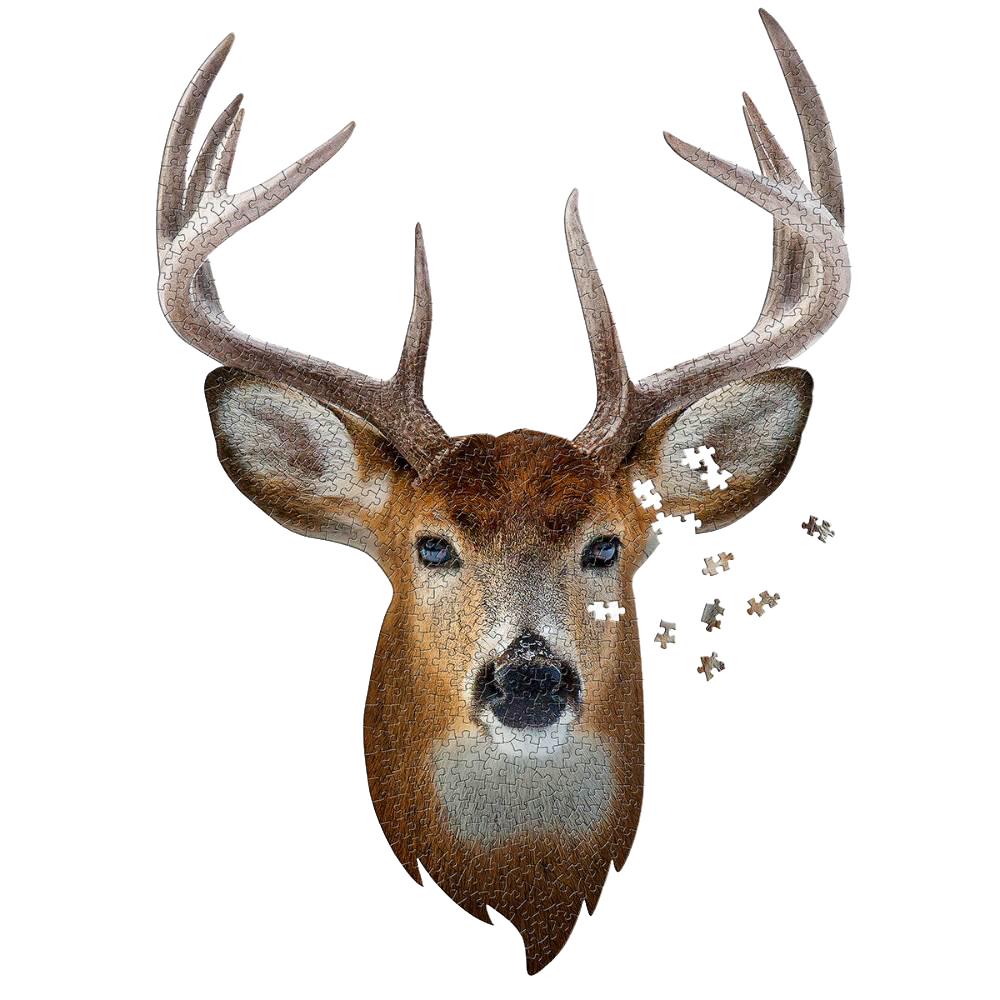 Buck-shaped 520-piece puzzle with detailed deer head design, part of Toys & Games and Puzzles under $50 collections
