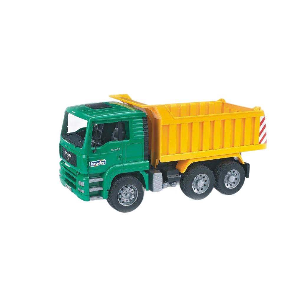 Green and yellow Bruder Toys MAN TGA tip-up truck model in Vehicles & Remote Controlled Toys and Toys & Games collections