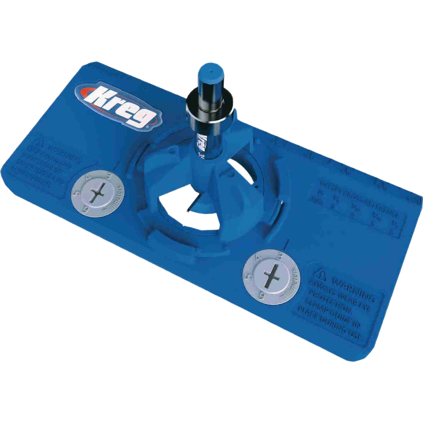 Blue plastic jig with adjustable components for precise concealed hinge installation in tools and home improvement tasks