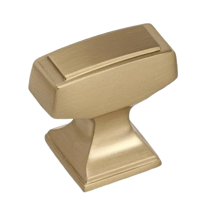 Golden champagne cabinet knob with elegant rectangular design for furniture hardware and home improvement collections under $50