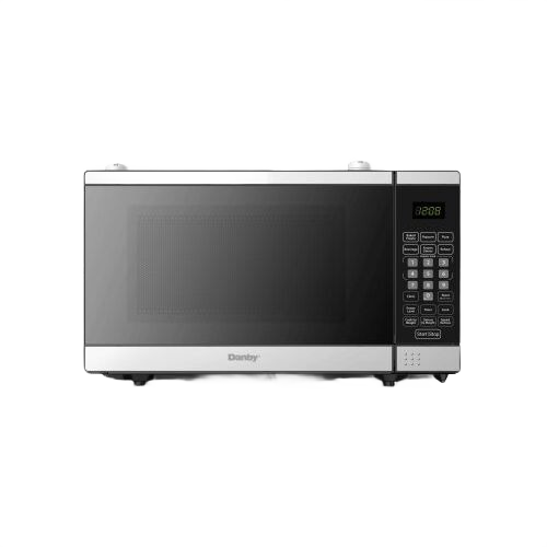 Stainless steel countertop microwave with digital control panel and compact design for kitchen and home use