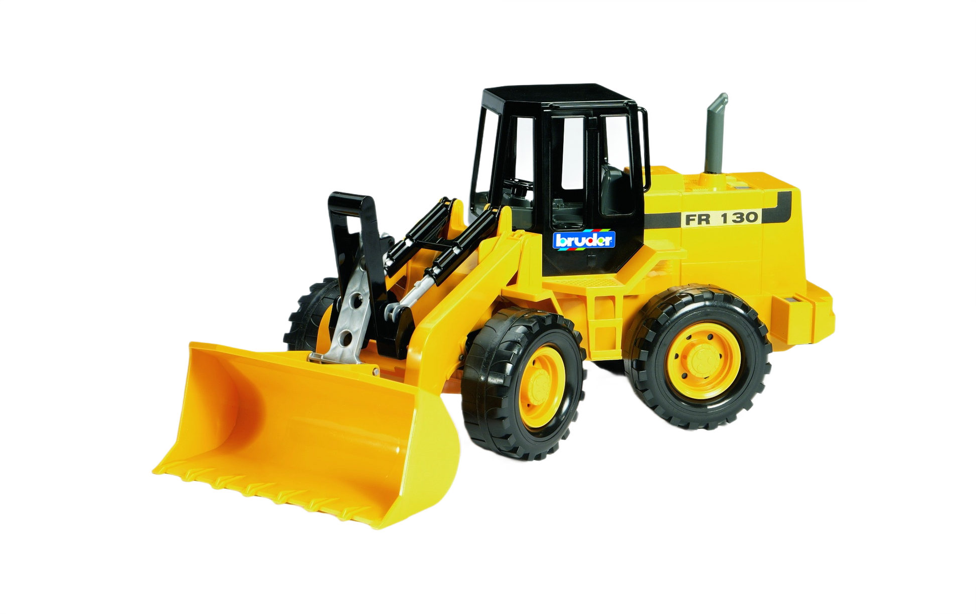 Yellow and black Bruder toy road loader with articulated bucket from Vehicles & Remote Controlled Toys collection under $100