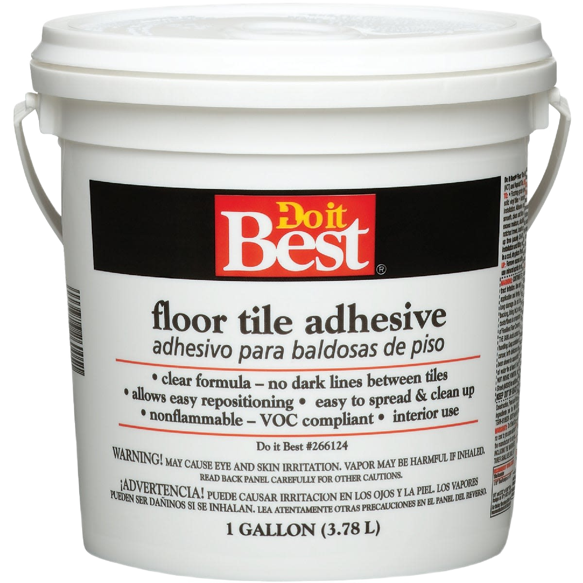 White 1-gallon bucket of clear floor tile adhesive from flooring tools and adhesives collections under $50