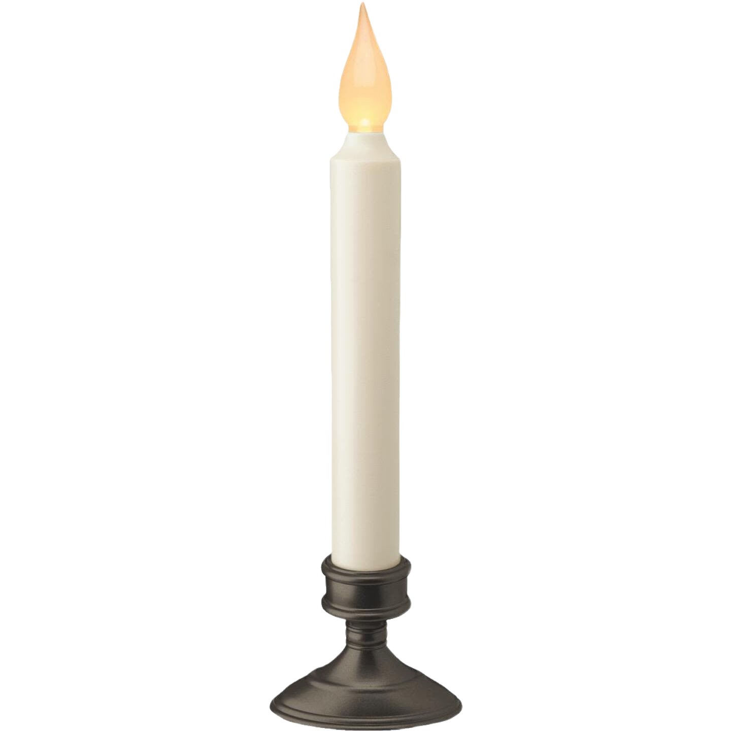 Battery-operated LED candle in aged bronze holder offering warm ambiance for home decor under 50 dollars.