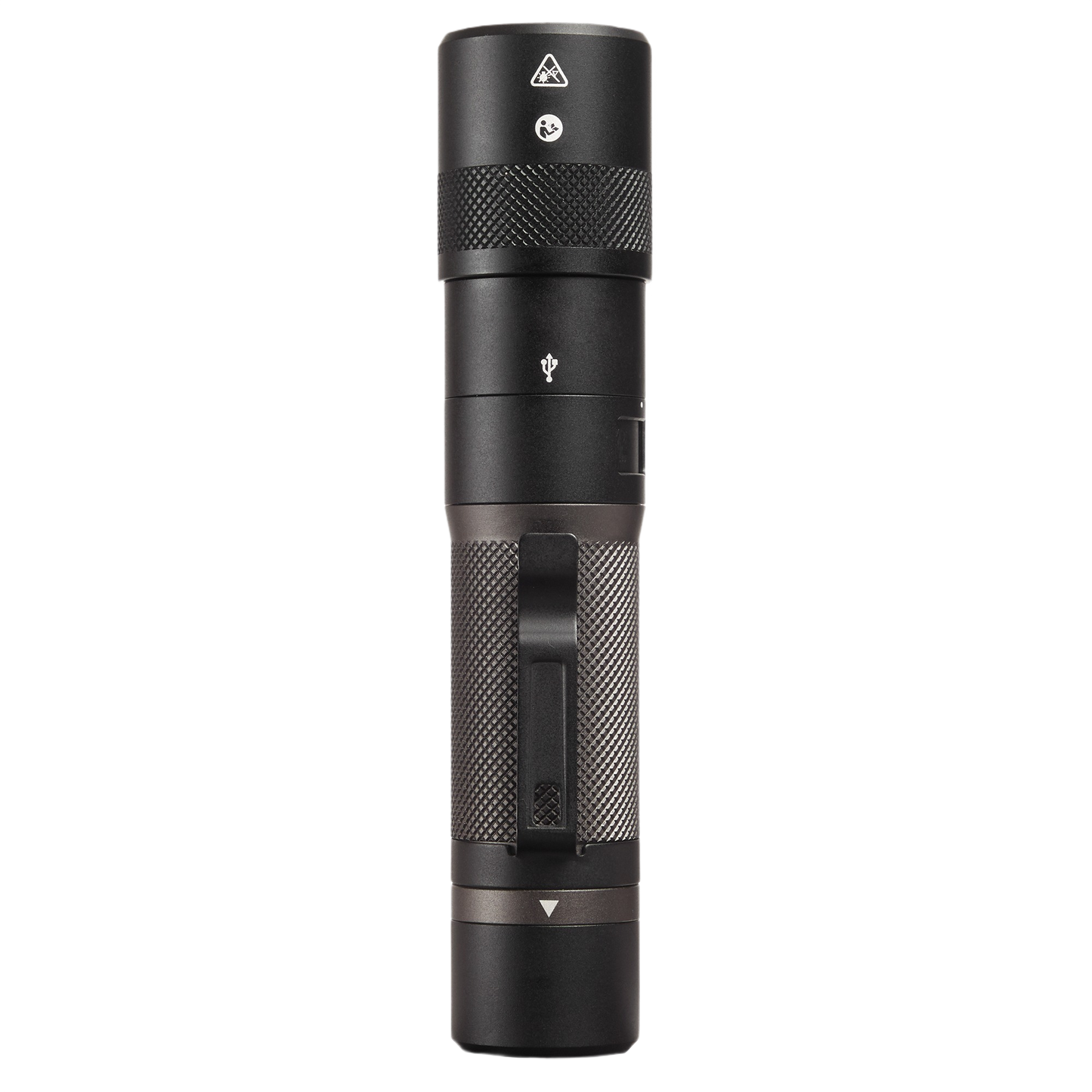 Compact black USB rechargeable flashlight with twist focus and textured grip for tools and home improvement tasks