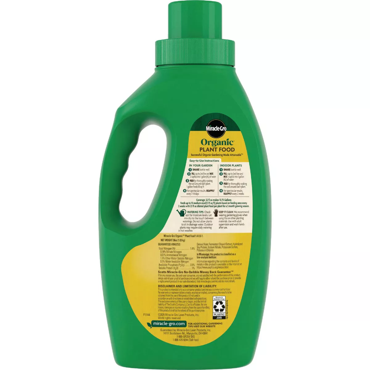 Miracle-Gro 32 Oz. 1-0.5-1 Ready To Use Organic Liquid Plant Food