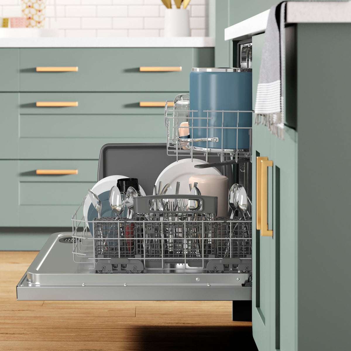 24” Stainless Steel Dishwasher with AI Intelligent Wash and Tall Top Rack
