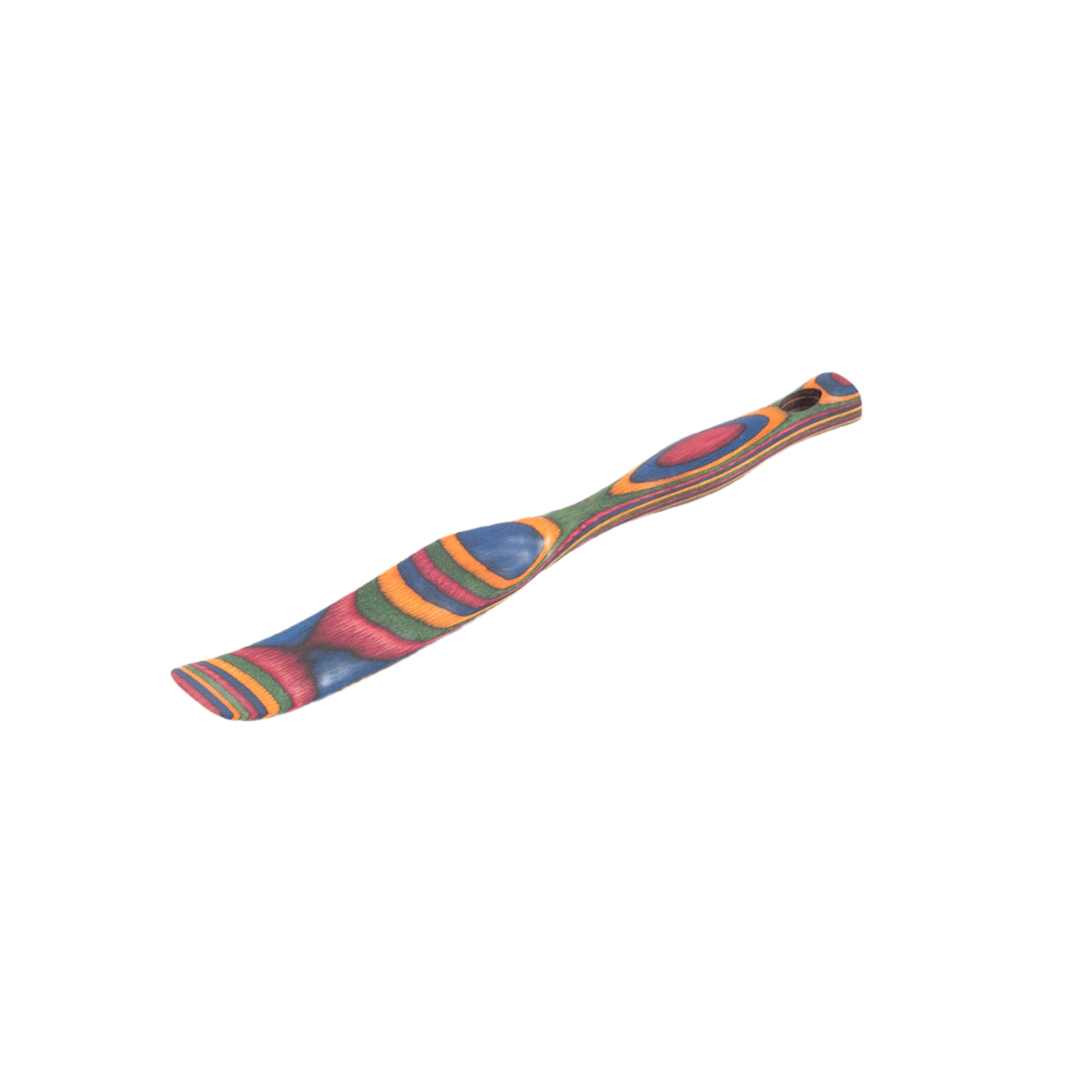 Slim kitchen spurtle made of laminated Pakka wood with a vibrant rainbow finish from cooking utensils collection