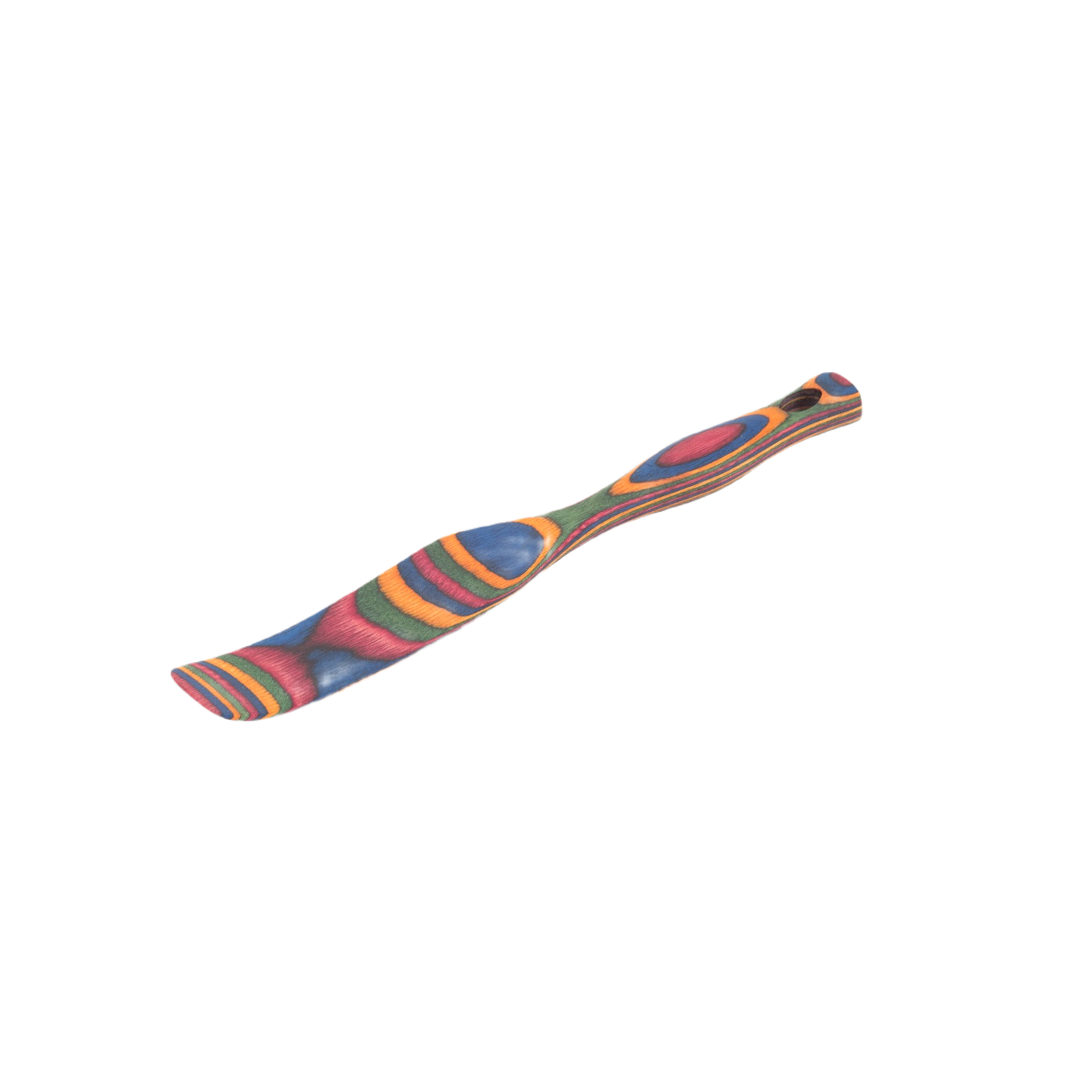 Slim kitchen spurtle made of laminated Pakka wood with a vibrant rainbow finish from cooking utensils collection