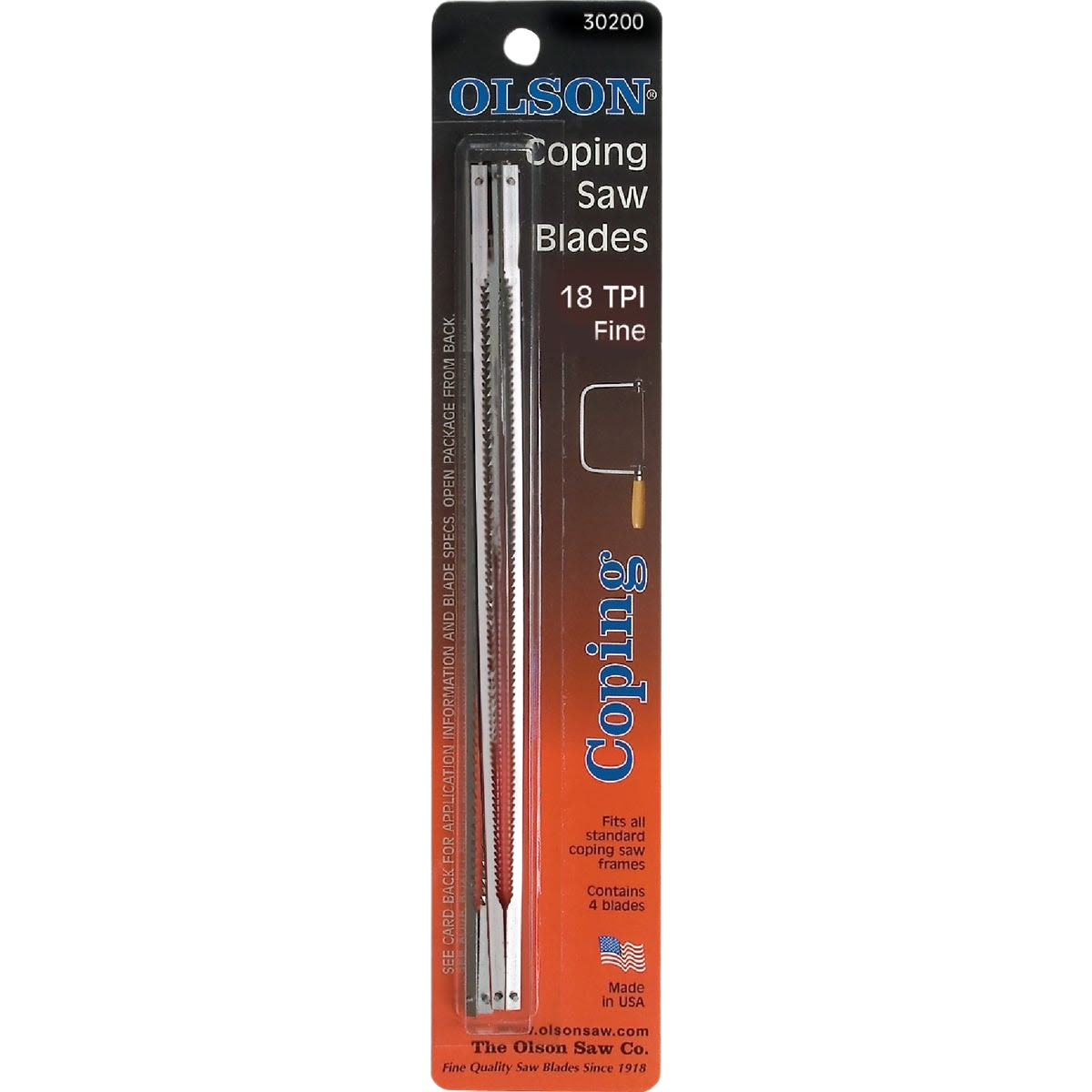 Package of four Olson fine 18 TPI coping saw blades for woodworking and tool accessories collections under $25