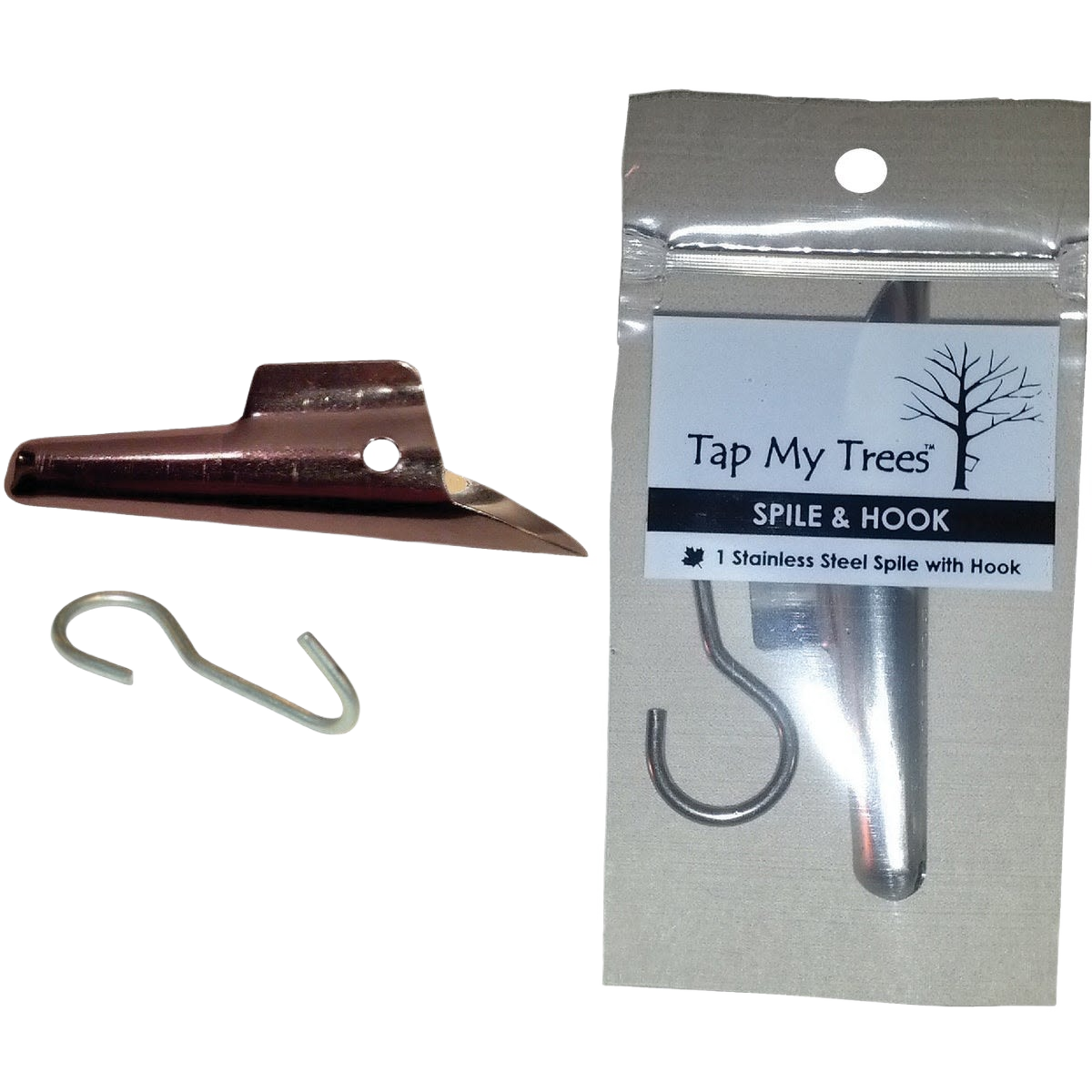 Stainless steel spile and hook set for efficient maple sap collection in outdoor living and lawn garden projects under $50