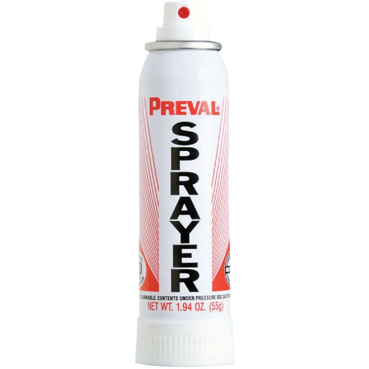 Compact white aerosol can with red and black text spray unit for paint application in home improvement tools collection