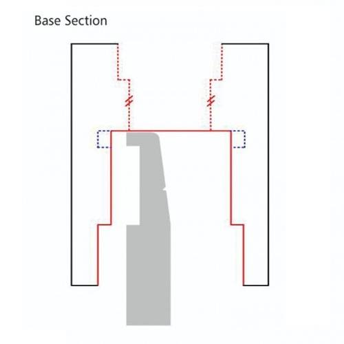 Diagram of a base section profile with cutting lines for use with Sorby Crush Grind woodworking tool